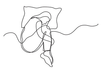 Poster - continuous line drawing vector illustration with FULLY EDITABLE STROKE of woman sleeping on pillow