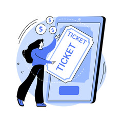 Canvas Print - Buying tickets online abstract concept vector illustration.