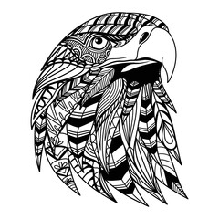 Wall Mural - Eagle head mandala zentangle coloring page illustration