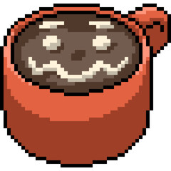 Sticker - pixel art coffee smile face