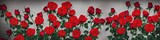 Fototapeta  - Gorgeous red roses - panoramic illustration of colorful red rose flowers. Showing pretty petals, these fragile plants are eye-appealing and beloved. Made by generative AI