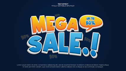 Poster - mega sale promotion banner with text effect and fully editable