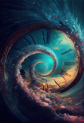 Wall Mural - Liminal Quantum space overtakes the unstoppable flow of time.