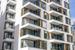 Detail of a modern white apartment building seen in Berlin, Germany