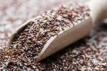 Wall Mural - Food background. Fiber of seeds of Psyllium plantain and plantago ovata.