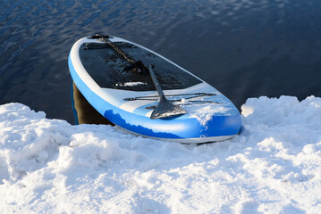 Sticker - SUP board in snow and water in winter