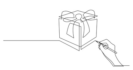 Poster - continuous line drawing vector illustration with fully editable stroke of business concept sketch of