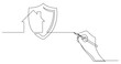 © OneLineStock - continuous line drawing vector illustration with FULLY EDITABLE STROKE of business concept sketch of home security