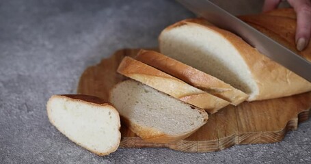 Poster - cooking process slicing bread loaf