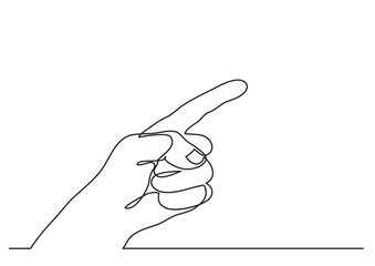 Poster - continuous line drawing vector illustration with fully editable stroke of pointing finger gesture
