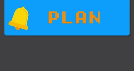 Poster - Plan Text on notification bubble from portable information device screen. Mobile app message, connection, communication concept. Animated video.