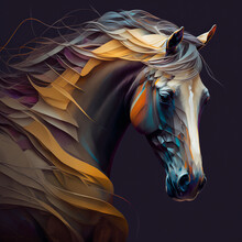 Zodiac Animal Set, Chinese Zodiac, Astrological Signs, Abstract Horoscope. Chinese New Year Animals, Horse By Generative AI.