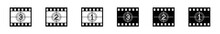 Cinema Countdown Icons Set. Movie And Video Countdown Icon Symbol In The Film Strips With Outline And Flat Style, Vector Illustration