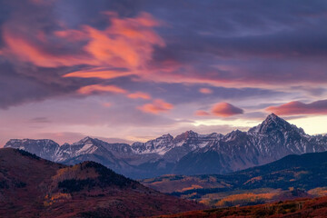  Vibrant sunrise over Moun t Sneffels seen from the Dallas Divide in Colorado's San Juan Mountains