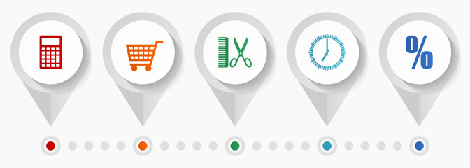 Poster - Shopping vector icons, store flat design web pointers collection, business concept infographic template