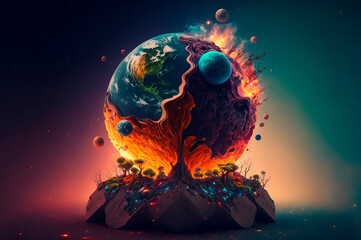 Wall Mural - planet Earth on a dark background