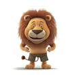 lion cartoon character The kind heart is happy on a transparent background. for decorating projects