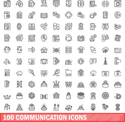 Poster - 100 communication icons set. outline illustration of 100 communication icons vector set isolated on 