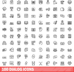 Poster - 100 dialog icons set. Outline illustration of 100 dialog icons vector set isolated on white background