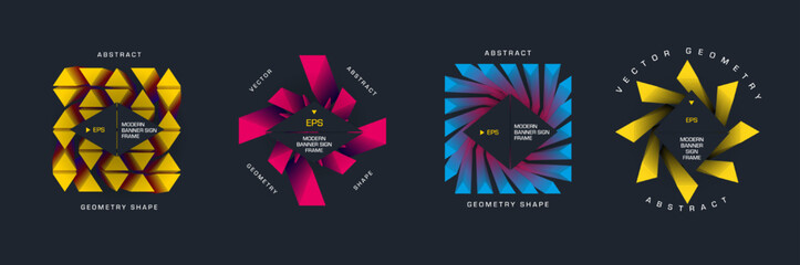 Poster - Vector abstract banners, triangular colored elements in geometric shapes, frame for text, EPS10.