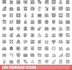 Poster - 100 webinar icons set. Outline illustration of 100 webinar icons vector set isolated on white background