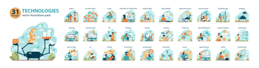 Poster - Modern business technologies big set. Innovation and progress
