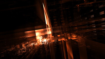 Poster - Luminous modern abstract background, fractal world. Digital space for use in design. Round shapes and lines. 3d render