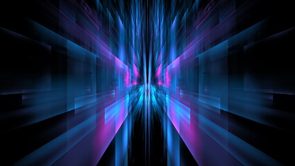 Poster - Digital space, information transmission, big data processing. Digital universe, data matrix, cloud technologies and computing. 3d render