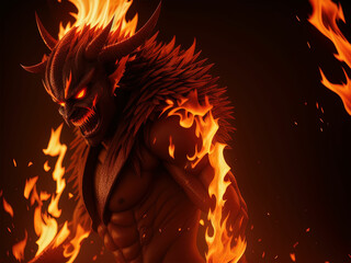  Devil scream character as a red demon or monster. Generative AI