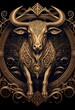 Beautiful ornate taurus zodiac symbol. Generative art	