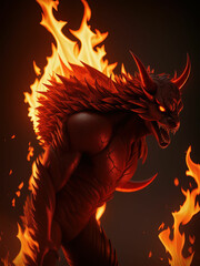  Devil scream character as a red demon or monster. Generative AI