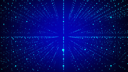 Poster - futuristic infinite flow of scientific data on blue background. network structure of an array of poi