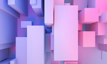 3D Illustration Of Gradient Cubes In Pastel Shades