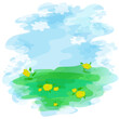 spring lawn dandelions vector illustration