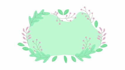 Poster - Animated spring frame background. Flourishing plants. Springtime. Looped flat color 4K video footage with alpha channel. 2D illustration template animation with copy space for text, image