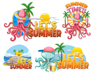 Poster - Funny sea animals in summer theme