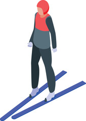 Poster - Ski jumping icon isometric vector. Winter skier. Man ice