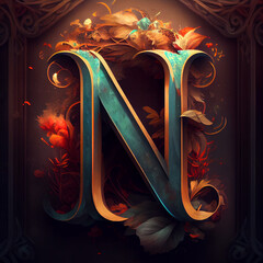 Wall Mural - The beauty of letter N in tonal colors 