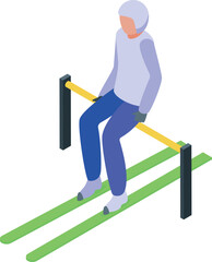 Poster - Ski jumping sport icon isometric vector. Winter jump. Skier snow