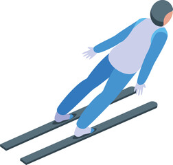Poster - Mountain ski jumping icon isometric vector. Winter jump. Ski sport