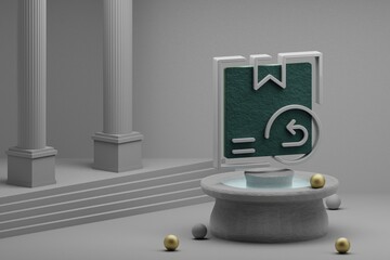 Fototapete - Beautiful abstract illustrations Delivery Returns symbol icon on a fountain and column background. 3d rendering illustration. Online Shopping.
