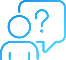 Poster - Asking question pixel perfect gradient linear vector icon. Confused person with speech bubble. Information support. Thin line color symbol. Modern style pictogram. Vector isolated outline drawing
