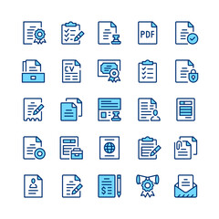 Wall Mural - Document line icons. Blue color. Vector line icons set