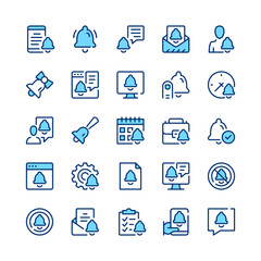Fototapete - Notification line icons. Blue color. Vector line icons set