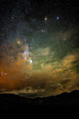 Wall Mural - night sky full of stars over the mountains. bieszczady, carpathians, poland.