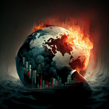 AI Generated Image. World Economic Crisis Concept. Financial Crash Worldwide.