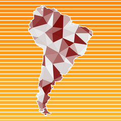 Poster - South America vector illustration. South America design on gradient stripes background. Technology, internet, network, telecommunication concept. Authentic vector illustration.