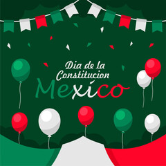 Wall Mural - mexico constitution day banner concept with festive background ornament