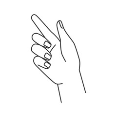 Poster - Abstract line hand gesture with index finger up, non verbal communication body language sign. Isolated palm and index finger pointing up, vector illustration in outline sign