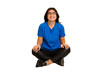 Young indian woman sitting on the floor cut out isolated laughs and closes eyes, feels relaxed and happy.